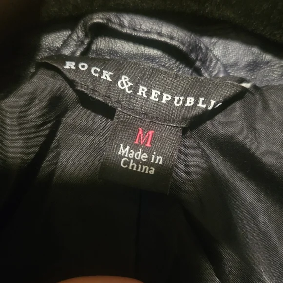 Rock & Republic Tie Dye Black Moto Jacket - Picture 2 of 5